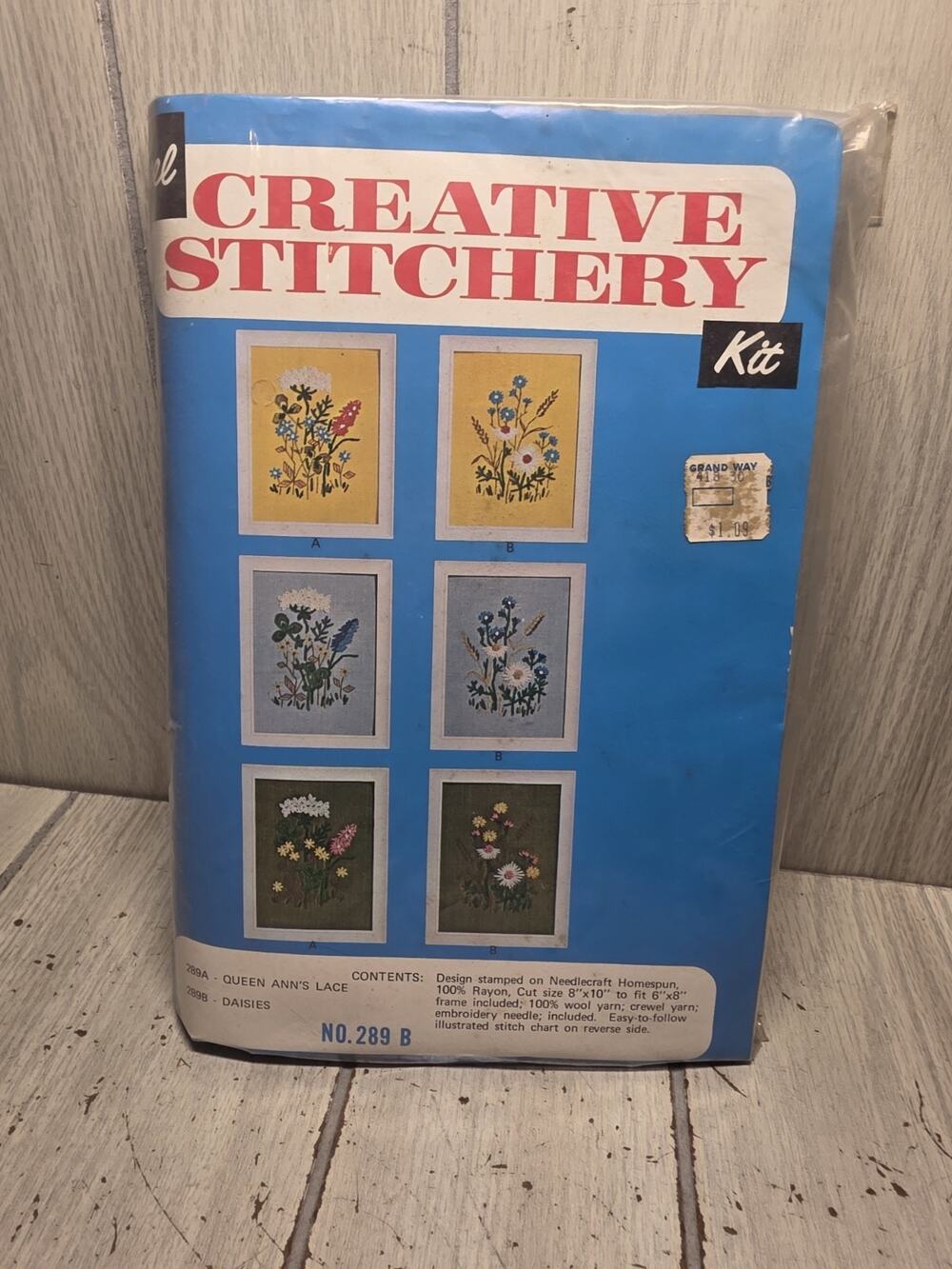 Vtg 70s Creative Stitchery Crewel Embroidery Kit Country Daisy Pattern 289B